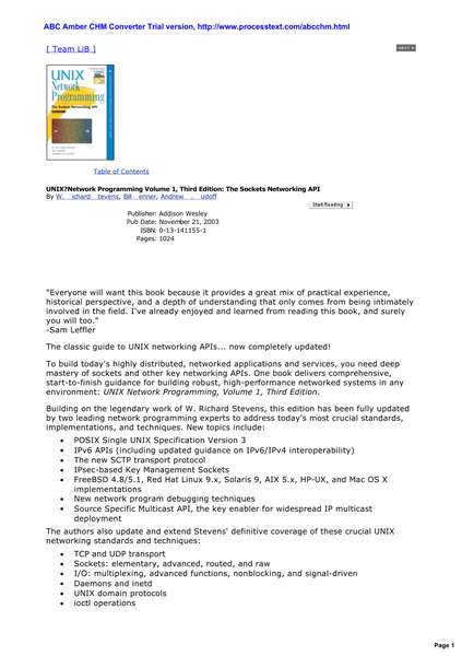 UNIX Network Programming(Volume1,3rd).pdf下载分享