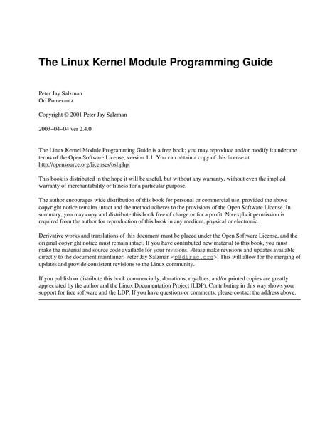 The Linux Kernel Module Programming Guide.pdf下载分享