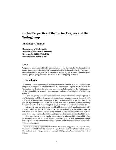 T.A.Slaman,Global Properties of the Turing Degrees and theTuring Jump.pdf下载分享