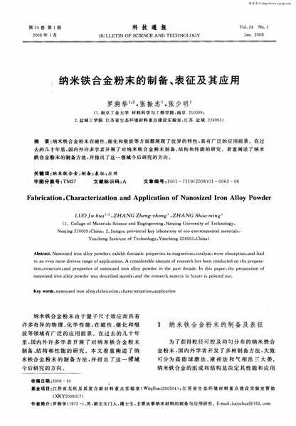 (论文)纳米铁合金粉末的制备、表征及其应用.pdf下载分享